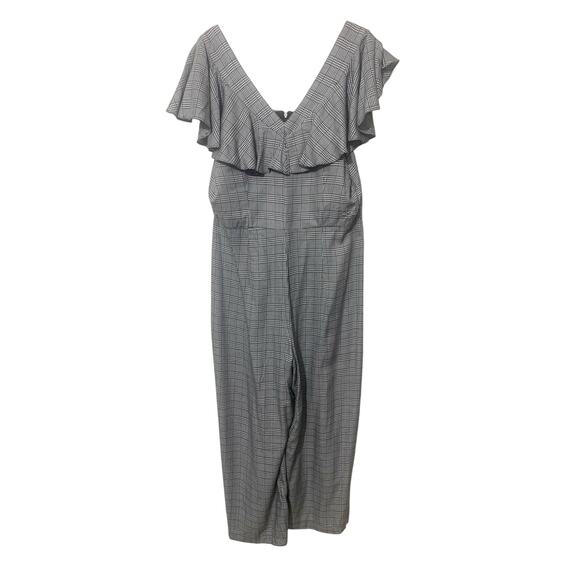 Laundry by Shelli Segal Glen Plaid Jumpsuit Cropped One Pc BLack White sz 12‎ - Picture 4 of 12